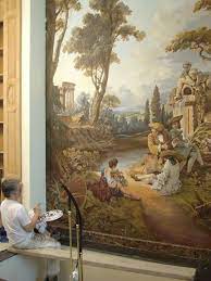 With layers of patina in the process, it feels like a truly organic application that can be the backdrop for any dramatic interior. Decorating With Murals And Frescoes Elegantly Painted Walls Mural Painting Wall Painting Wall Murals Painted