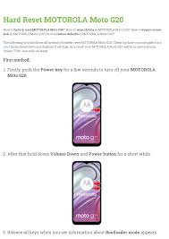 Hard Reset MOTOROLA Moto G20 ...
