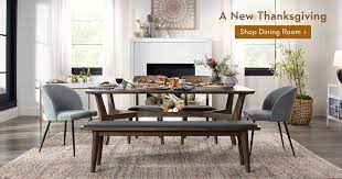 Kealive dining table set kitchen table with bench 5 pieces modern wood table top 2 benches and 2 stools, kitchen dining room furniture set 43.3''l x 27.6''w x 29.5''h metal frame, brown. Dining Room Furniture Collection Living Spaces