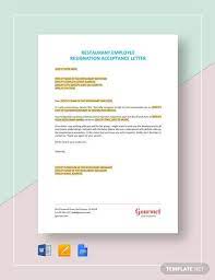 Restaurant Employee Resignation Acceptance Letter Template Google Docs Word Apple Pages Pdf Template Net Acceptance Letter Lettering Letter Templates
