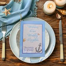 マリンウエディングのペーパーアイテム 席次表 ペーパーアイテム 結婚式 招待状 席次表
