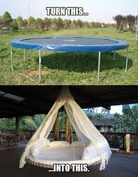 Free Trampolines Go Up On Craigslist All The Time I Slept On One In The Backyard As A Kid But This Is The Grown Up Ve Diy Hanging Diy Furniture Home