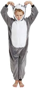Amazon Com Anbota Kids Dog Costume Onesie For Halloween Boys Girls Husky Puppy Cosplay Fleece One Piece Pajama Zipper Closure Clothing Shoes Jewelry