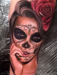 Black And White Realistic Sugar Skull Tattoo Realistic Day Of The Dead Portrait By Den Haag Skull Girl Tattoo Tattoos Day Of The Dead Girl