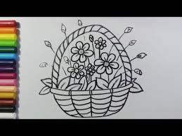 Easy Simple Flower Basket Drawing Art For Class 2 Art For Class 3 Art For Class 4 Watch Video Basket Class Dra Basket Drawing Drawings Pattern Art