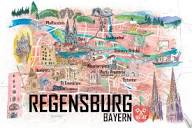Regensburg Illustrated Favorite Map With Roads and Touristic ...