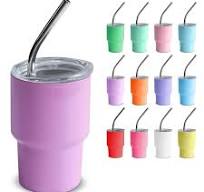 Amazon.com | Mini Tumbler Shot Glass with Straw and Lid, 2oz ...