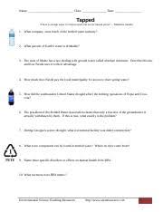 Tapped Worksheet Docnesltx Tapped Name Garrin Blake 1 What Company Owns Much Of The Bottled Water Industry Nestle Owns A Lot Of The Water Bottle Course Hero