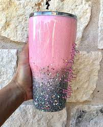 Baby Pink To Silver Glitter Custom Personalized Tumbler Etsy Glitter Tumbler Cups Tumbler Cups Diy Glitter Tumbler
