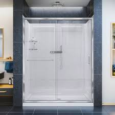 Tile redi glass shower doors offer you beauty and durability. Dreamline Dl 6116c 01cl Infinity Z 30 D X 60 W X 76 3 4 H Frameless Sliding Shower Door Shower Base And Qwall 5
