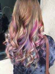 Fantastic Long Hairstyle In Colorful Hair Long Hair Styles Underlights Hair Hair Styles