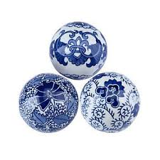 Bombay 3 Piece Decorative Ball Decor Set Blue White Decor Blue Decor Blue And White