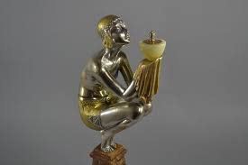 Art deco was an international design and art movement in the 1920s and '30s. 1930 Fr G Duvernet Rare Art Deco Figure Oblivion Art Deco Sculptures Bronze Clocks Vases