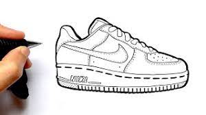 Next, draw the air force one leather design like you see here, and then draw in the nik step 5. How To Draw Nike Air Force One Youtube