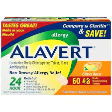 Alavert Allergy 24 Hour Relief Citrust Burst Flavor Orally Disintegrating Tablets Non Drowsy Antihistamine 60 Count Pack Of 1 Walmart Com Allergy Relief Runny Nose Allergies
