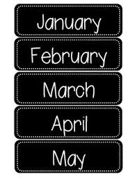 Black And White Classroom Calendar Set Months Of The Year Calendar Cards Months In A Year Classroom Calendar Birthday Board Classroom