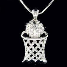 Swarovski Crystal Basketball Hoop Net Sports Pendant Charm Etsy Sports Pendant Jewelry For Her Basketball Necklace