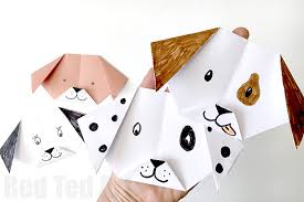 Easy Origami Dog Puppy Red Ted Art Make Crafting With Kids Easy Fun