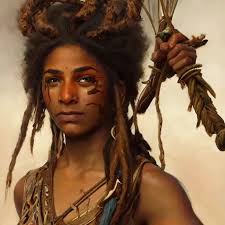 a strong, dark-skinned mesopotamian young archer girl