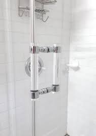 Design 8 hinged shower door with inline panel. Lucite Shower Door Handles Polished Brass Satin Brass Etsy Bathroom Shower Doors Shower Doors Shower Door Handles