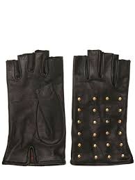 Black And Gold Motorcycle Gloves Studded Leather Fingerless Gloves Studded Leather