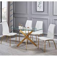 Daytona Glass Small Dining Table With Four Opal White Chair Furniture In Fashion Small Glass Dining Table Small Dining Room Decor Dining Room Small