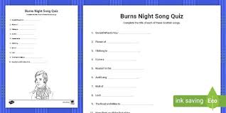 Question 2 where did president eisenhower of. Burns Night Song Quiz Teacher Made