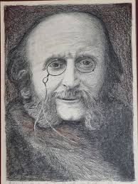 Portrait of Jacques Offenbach Inspired by a Nadar Photograph, Circa 1875  Framed and Signed