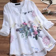 Cotton Linen White Blouse Plus Size Women S Shirt Floral Print V Neck Long Sleeve Womens Tops And Blouses Female Summer Top 5xl Blouses Shirts Aliexpress White tag women velvet dress blouse size 22/24w dark purple. cotton linen white blouse plus size women s shirt floral print v neck long sleeve womens tops and blouses female summer top 5xl