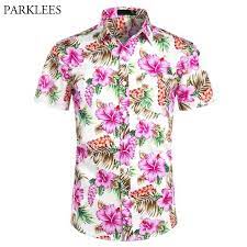 شراء هاواي قمصان رجالي الاستوائية الوردي الأزهار شاطئ قميص الصيف قصيرة  الأكمام عطلة الملابس عارضة هاواي قميص الرجال الولايات المتحدة الأمريكية حجم  Xxl 210323 رخيص | التسليم السريع والجودة | Ar.Dhgate
