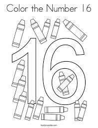 Color The Number 16 Coloring Page Twisty Noodle Number 16 Kindergarten Worksheets Numbers Preschool