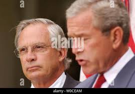 President George W. Bush announces to members of the press that Director of  the CIA George Tenet will resign as of July,