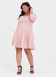 Pink Hacci Skater Dress Pink Plus Size Dresses Plus Size Skater Dress Fashion