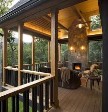 Covered Deck With Fireplace I Could Hang Out Here All Day Deck Fireplace Decks Porches Outdoor