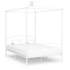 Celeste canopy metal bed, white, king. Canopy Bed Frame White Metal 140x200 Cm