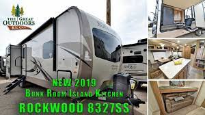 All features bath and a half bunk over cab bunkhouse front bath front bedroom front cargo deck front entertainment front kitchen front living kitchen island loft murphy bed outdoor entertainment outdoor kitchen rear bath rear. New 2019 Bunk Room Island Kitchen Rockwood 8327ss Travel Trailer Rv Camper Colorado Dealer Youtube