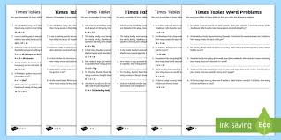 times tables word problems worksheet teacher made