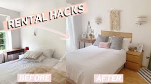 Upholstered headboards give both twin beds more presence and create symmetry on either side of the window. Rental Room Makeover On A Budget Easy Home Decor Hacks 2019 Youtube