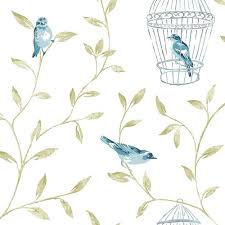 Graham Brown 56 Sq Ft Teal Birds And Cages Wallpaper Bird Wallpaper Teal Wallpaper Teal Bird