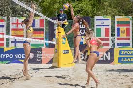 Ice rink becomes beach volleyball court. Cev Confederation Europeenne De Volleyball