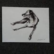 Great offers on site, order now Original Signed Pencil Drawing Sketch On Paper Of A Dog Sitting 39 Cm X 29 Cm Ebay