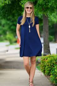 Piko Short Sleeve Swing Dress Navy Sleeved Swing Dress Piko Dress Swing Dresses Outfit