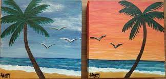 Sand artist sudarsan pattnaik created a picturesque sand art with a message 'preserve our ocean' on world ocean day at puri beach in odisha on june 08. Beach Daytime Sunset Combo 6x6 Canvas Etsy Sunflower Painting Beautiful Paintings Canvas Art