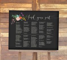 Wedding Seating Sign With Alphabetical Table Chart For Modern Wedding Reception Signag Wedding Seating Signs Wedding Chalkboard Signs Wedding Reception Signage