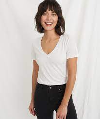 Boyfriend V Neck In White Short Hair With Bangs Short Hair Styles Chin Length Hair