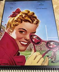 I honor of a little football game happening next weekend in Aggieland,  let's do a giveaway. I found a 2009 calendar that is made up of copies of  old programs from the