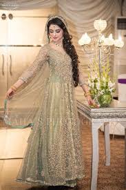 Beautiful Bridal Maxi In Mint Green Color In Elegant Style Embellished With Fine Embroid In 2020 Pakistani Bridal Dresses Indian Wedding Dress Modern Bridal Maxi Dress