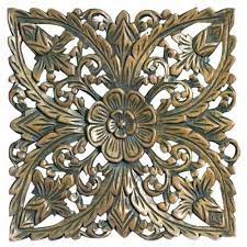 Exp Handmade Floral Design Thai Teak Wood Wall Art Decor Hanging By Exp 34 33 Smooth Walnut Finish Adds To T Wood Wall Art Decor Wood Wall Art Wall Carvings