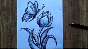 Observation is an important ingredient its tongue is like a long tube which is rolled up when not in use. How To Draw Butterfly And Flower With Pencil Sketch Step By Step For Beginners Butterfly Drawing Youtube