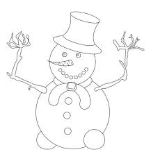 A picture of a snowman to color in patterns and shades of white. Happy Snowman With Top Hat And Scarf Coloring Page Vector Images